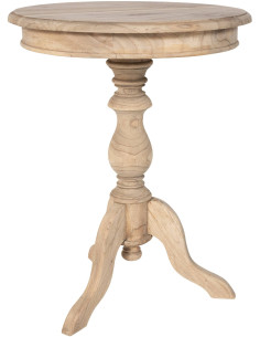 Table d'appoint shabby chic Ronde 50 cm Bois Naturel Avenor
