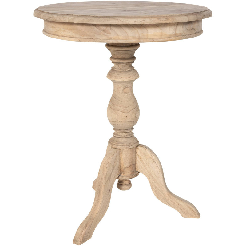 Table d'appoint shabby chic Ronde 50 cm Bois Naturel Avenor