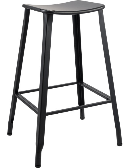 Tabouret de bar industriel chic Métal Noir Mat Wavin - 1