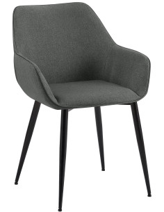 Fauteuil de table scandinace chic Tissu Gris foncé Métal Noir Mat Enlor - 1