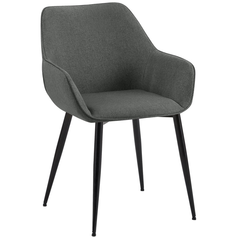 Fauteuil de table scandinace chic Tissu Gris foncé Métal Noir Mat Enlor - 1