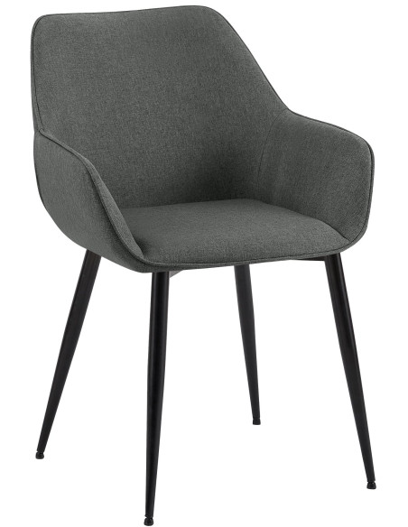 Fauteuil de table scandinace chic Tissu Gris foncé Métal Noir Mat Enlor - 1