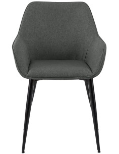 Fauteuil de table scandinace chic Tissu Gris foncé Métal Noir Mat Enlor - 2