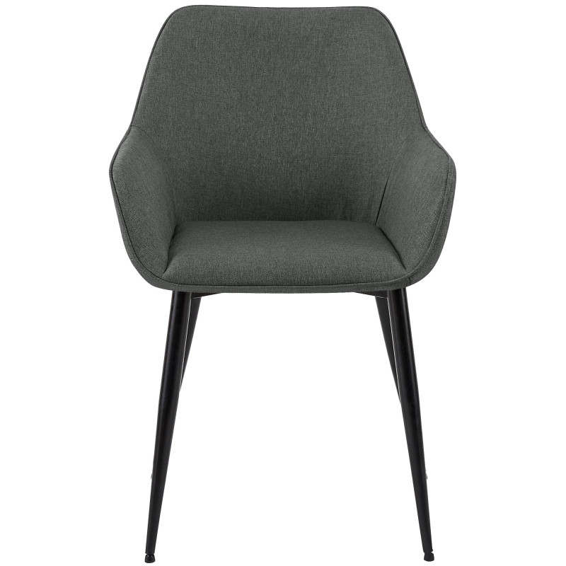Fauteuil de table scandinace chic Tissu Gris foncé Métal Noir Mat Enlor - 2