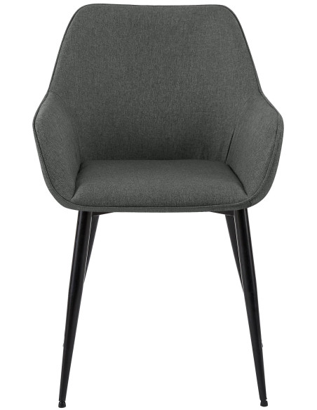 Fauteuil de table scandinace chic Tissu Gris foncé Métal Noir Mat Enlor - 2