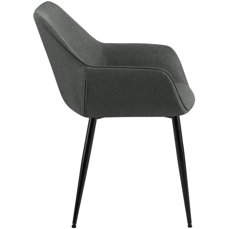 Fauteuil de table scandinace chic Tissu Gris foncé Métal Noir Mat Enlor - 3