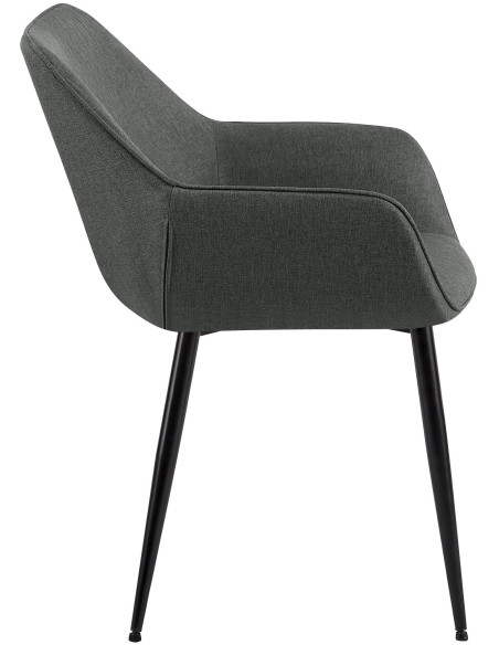 Fauteuil de table scandinace chic Tissu Gris foncé Métal Noir Mat Enlor - 3