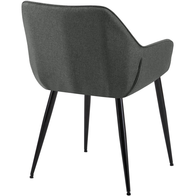 Fauteuil de table scandinace chic Tissu Gris foncé Métal Noir Mat Enlor - 4