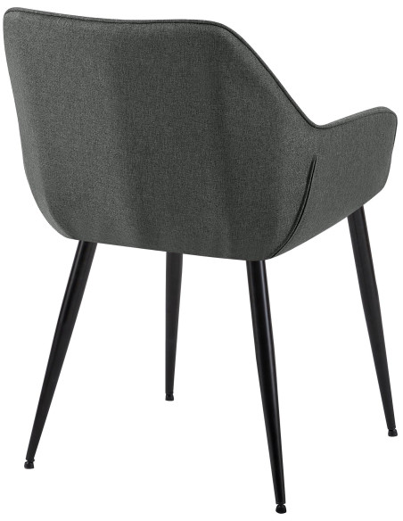 Fauteuil de table scandinace chic Tissu Gris foncé Métal Noir Mat Enlor - 4