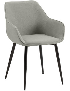 Fauteuil de table scandinace chic Tissu Gris clair Métal Noir Mat Enlor - 1