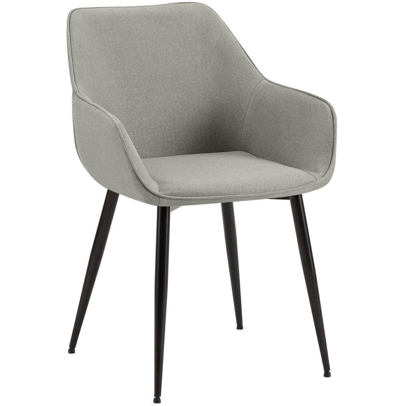 Fauteuil de table scandinace chic Tissu Gris clair Métal Noir Mat Enlor - 1