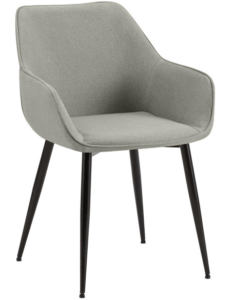 Fauteuil de table scandinace chic Tissu Gris clair Métal Noir Mat Enlor - 1