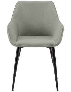 Fauteuil de table scandinace chic Tissu Gris clair Métal Noir Mat Enlor - 2