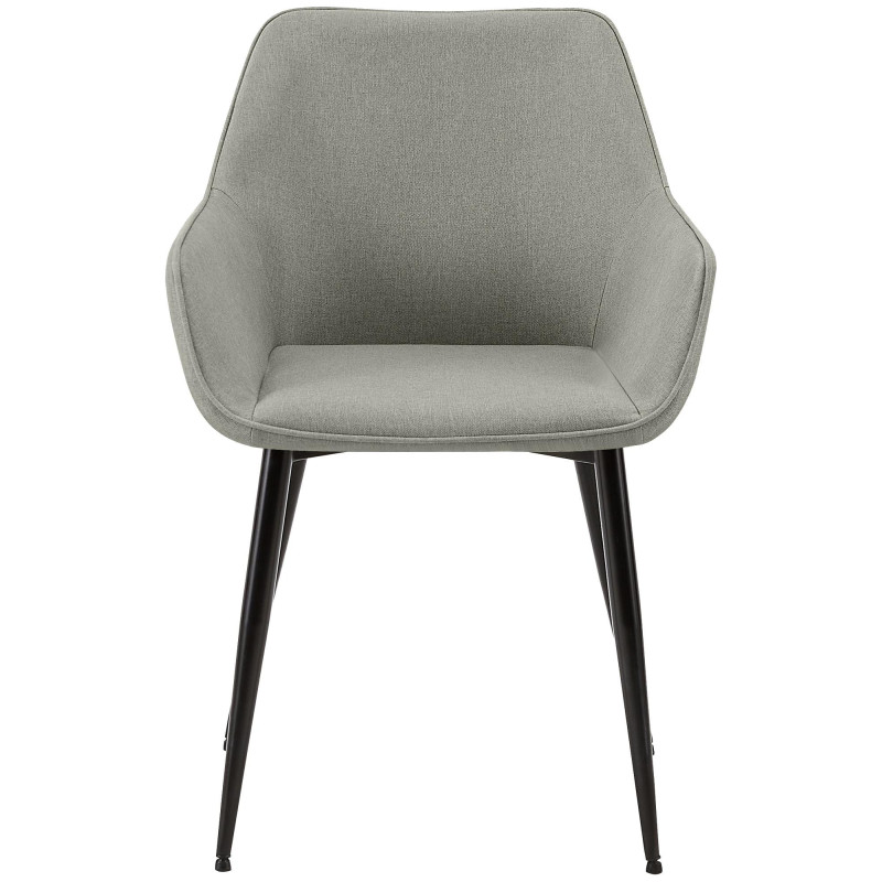 Fauteuil de table scandinace chic Tissu Gris clair Métal Noir Mat Enlor - 2
