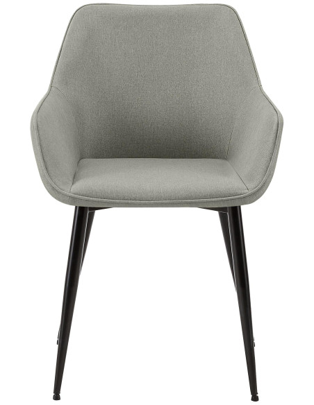 Fauteuil de table scandinace chic Tissu Gris clair Métal Noir Mat Enlor - 2
