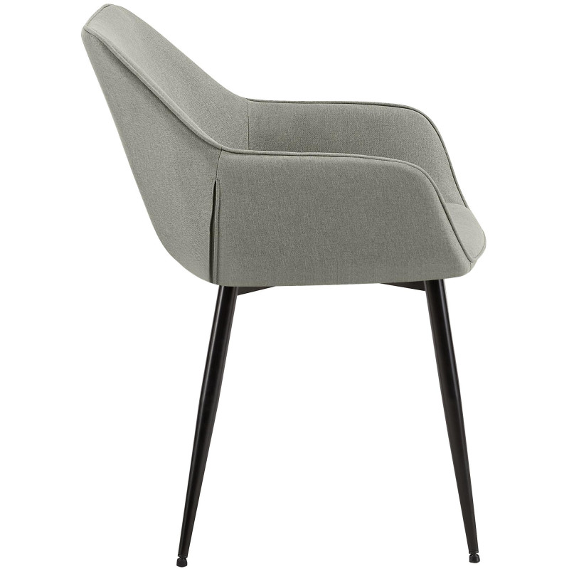 Fauteuil de table scandinace chic Tissu Gris clair Métal Noir Mat Enlor - 3