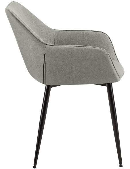 Fauteuil de table scandinace chic Tissu Gris clair Métal Noir Mat Enlor - 3