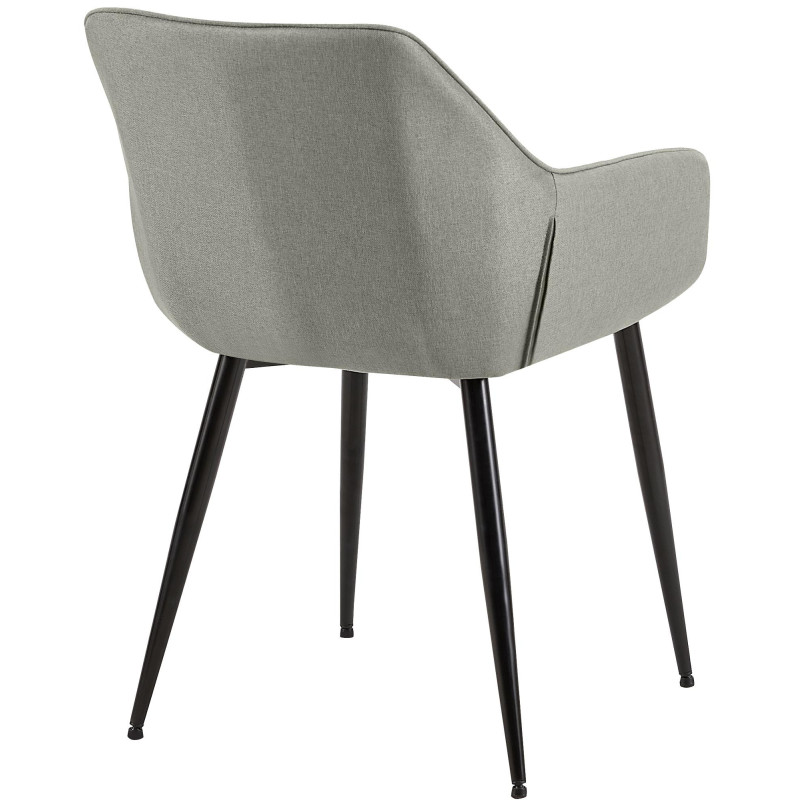 Fauteuil de table scandinace chic Tissu Gris clair Métal Noir Mat Enlor - 4