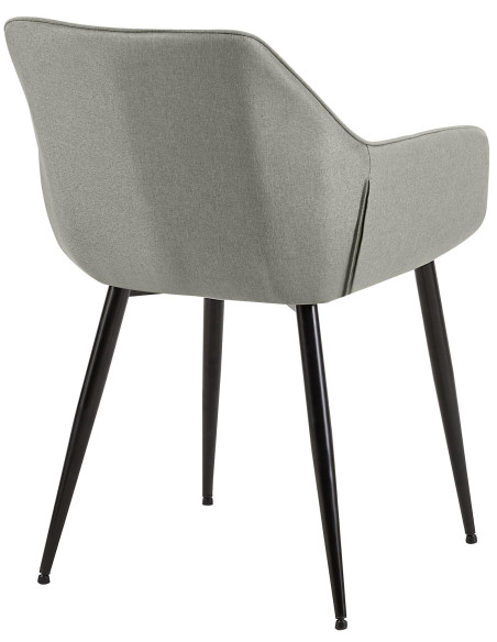 Fauteuil de table scandinace chic Tissu Gris clair Métal Noir Mat Enlor - 4