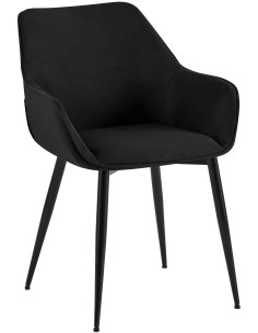 Fauteuil de table scandinace chic Tissu Noir Métal Noir Mat Enlor - 1