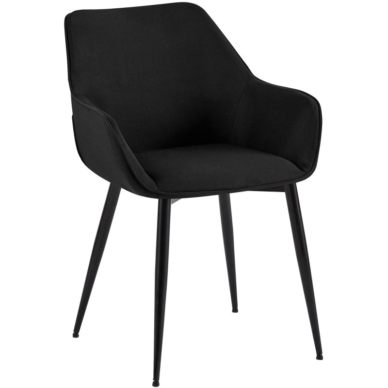 Fauteuil de table scandinace chic Tissu Noir Métal Noir Mat Enlor - 1