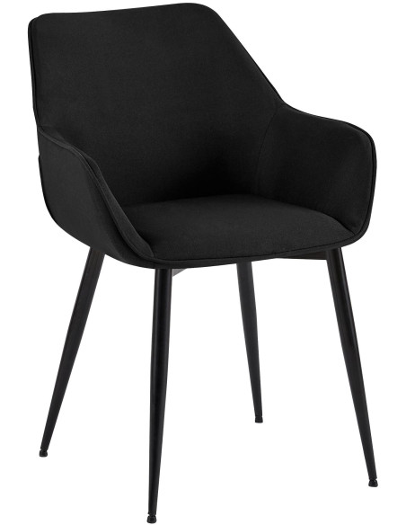 Fauteuil de table scandinace chic Tissu Noir Métal Noir Mat Enlor - 1