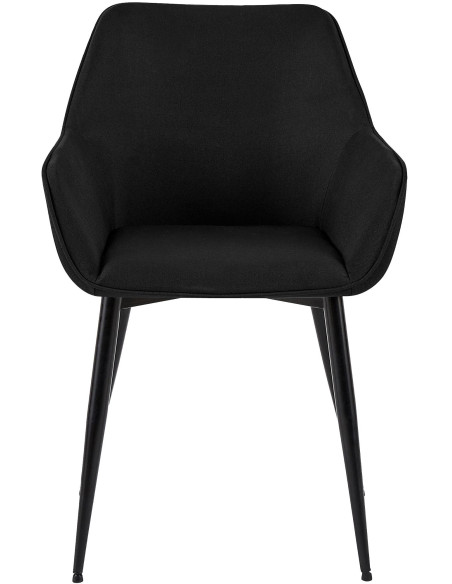 Fauteuil de table scandinace chic Tissu Noir Métal Noir Mat Enlor - 2