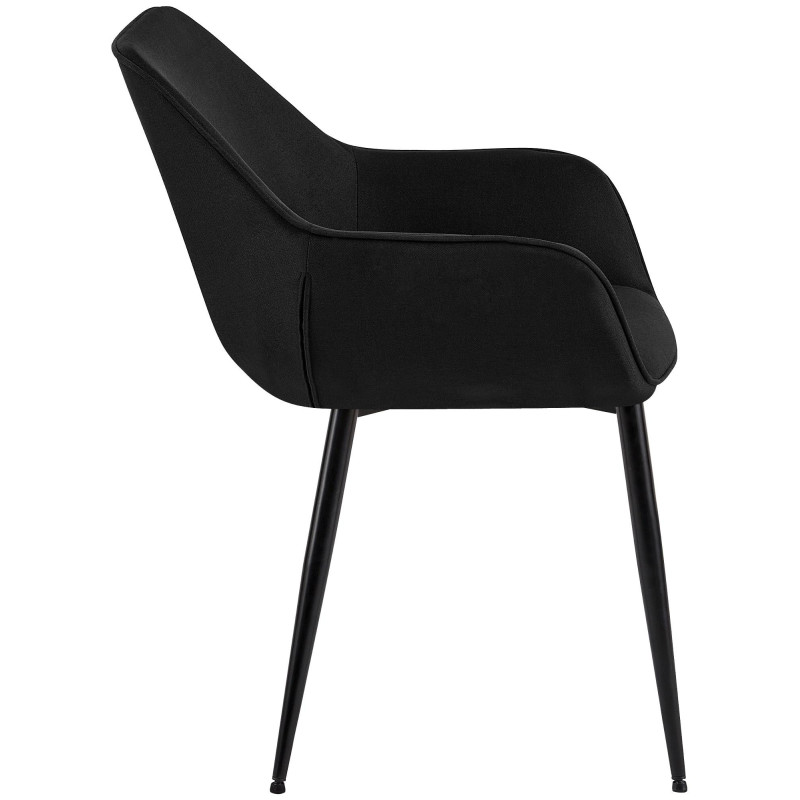 Fauteuil de table scandinace chic Tissu Noir Métal Noir Mat Enlor - 3