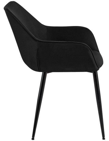 Fauteuil de table scandinace chic Tissu Noir Métal Noir Mat Enlor - 3