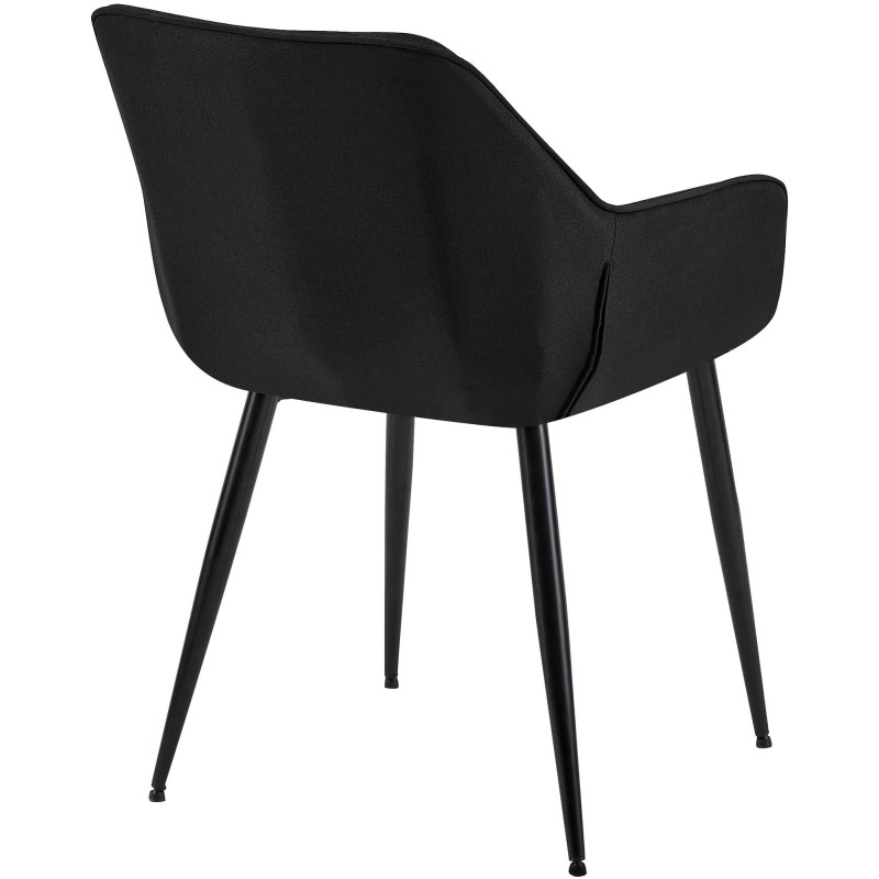 Fauteuil de table scandinace chic Tissu Noir Métal Noir Mat Enlor - 4