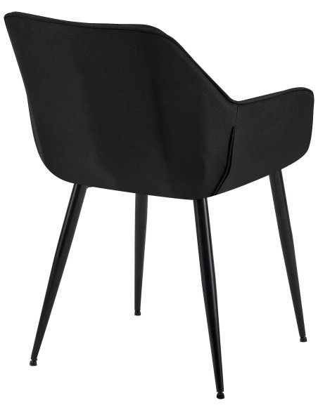 Fauteuil de table scandinace chic Tissu Noir Métal Noir Mat Enlor - 4
