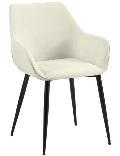 Fauteuil de table scandinace chic Tissu Blanc crème Métal Noir Mat Enlor - 1