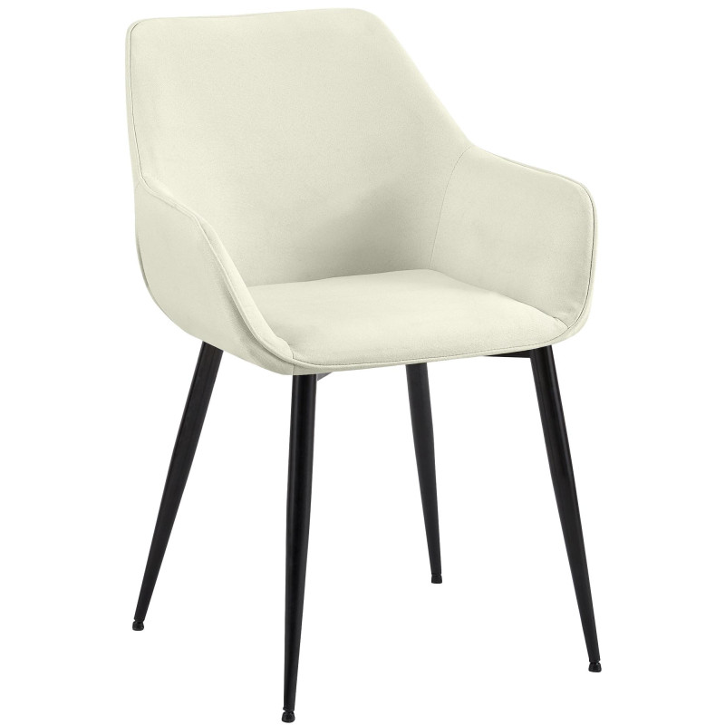 Fauteuil de table scandinace chic Tissu Blanc crème Métal Noir Mat Enlor - 1