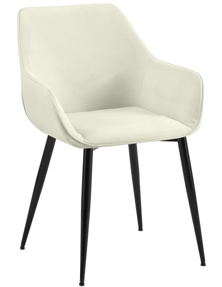 Fauteuil de table scandinace chic Tissu Blanc crème Métal Noir Mat Enlor - 1