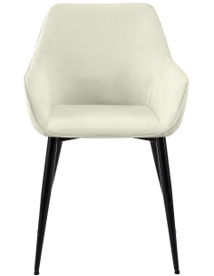 Fauteuil de table scandinace chic Tissu Blanc crème Métal Noir Mat Enlor - 2