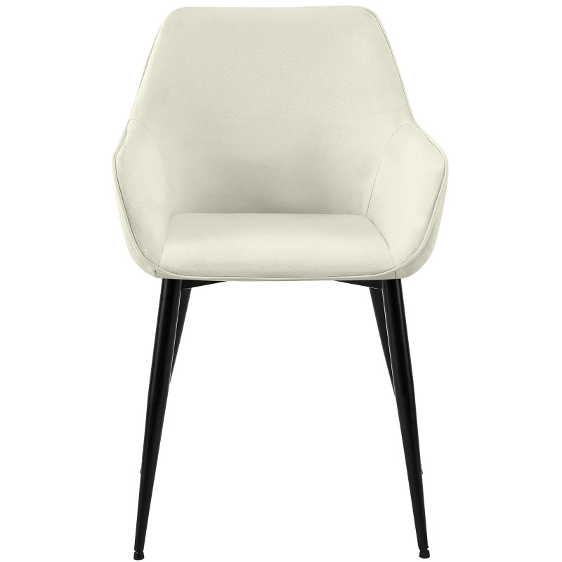 Fauteuil de table scandinace chic Tissu Blanc crème Métal Noir Mat Enlor - 2