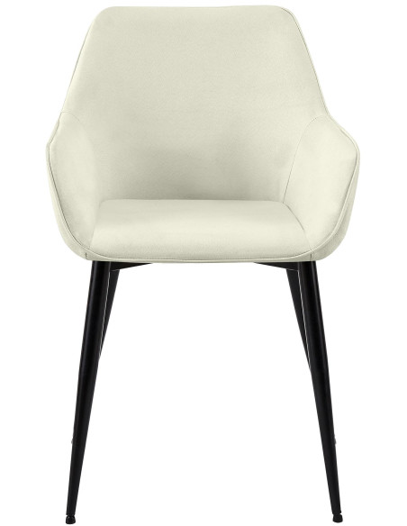 Fauteuil de table scandinace chic Tissu Blanc crème Métal Noir Mat Enlor - 2