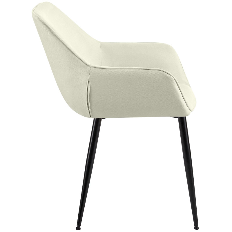 Fauteuil de table scandinace chic Tissu Blanc crème Métal Noir Mat Enlor - 3