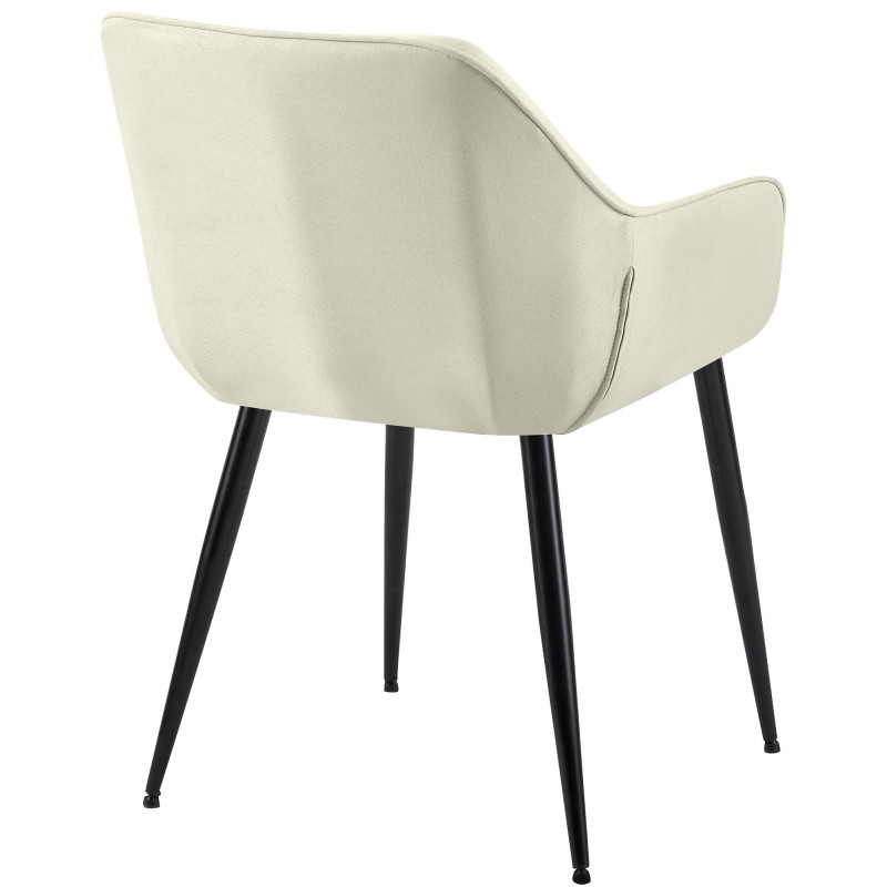 Fauteuil de table scandinace chic Tissu Blanc crème Métal Noir Mat Enlor - 4