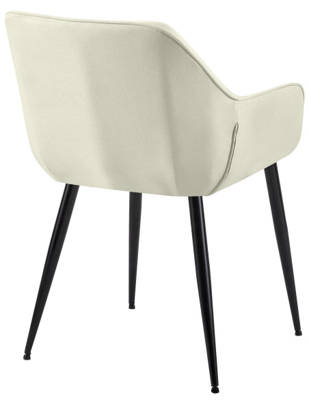Fauteuil de table scandinace chic Tissu Blanc crème Métal Noir Mat Enlor - 4