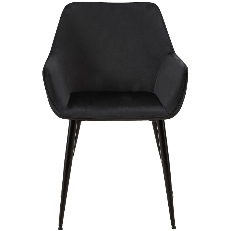 Fauteuil de table scandinace chic Velours Noir Métal Noir Mat Enlor - 2