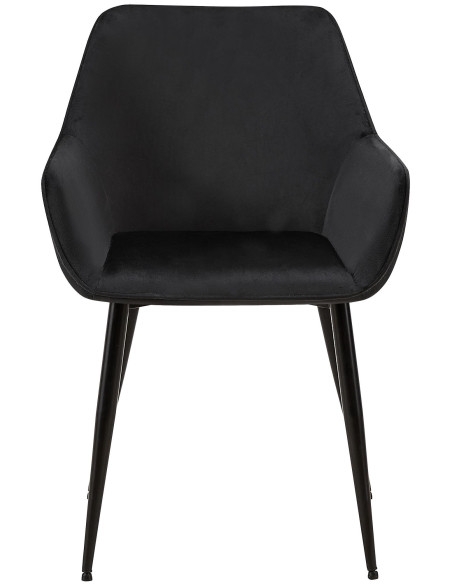 Fauteuil de table scandinace chic Velours Noir Métal Noir Mat Enlor - 2