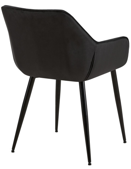 Fauteuil de table scandinace chic Velours Noir Métal Noir Mat Enlor - 4