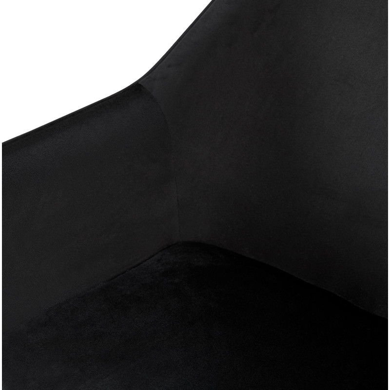 Fauteuil de table scandinace chic Velours Noir Métal Noir Mat Enlor - 5