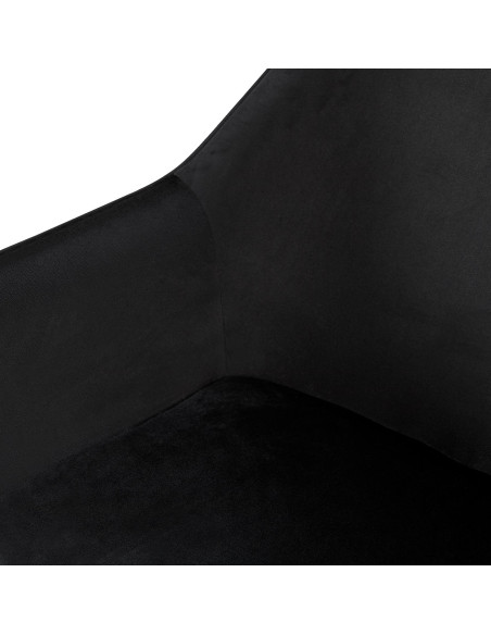 Fauteuil de table scandinace chic Velours Noir Métal Noir Mat Enlor - 5