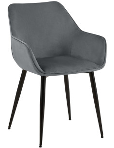 Fauteuil de table scandinace chic Velours Gris foncé Métal Noir Mat Enlor - 1