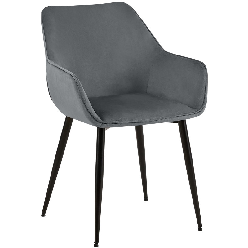 Fauteuil de table scandinace chic Velours Gris foncé Métal Noir Mat Enlor - 1