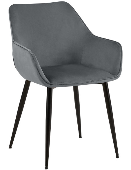 Fauteuil de table scandinace chic Velours Gris foncé Métal Noir Mat Enlor - 1
