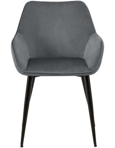 Fauteuil de table scandinace chic Velours Gris foncé Métal Noir Mat Enlor - 2