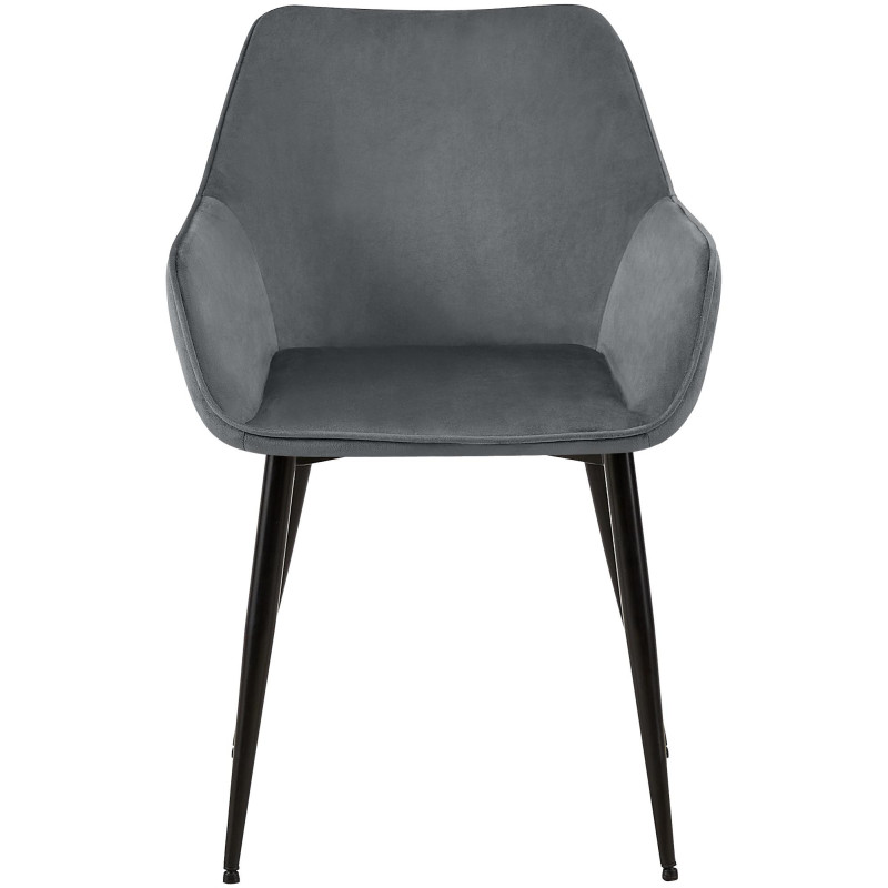Fauteuil de table scandinace chic Velours Gris foncé Métal Noir Mat Enlor - 2